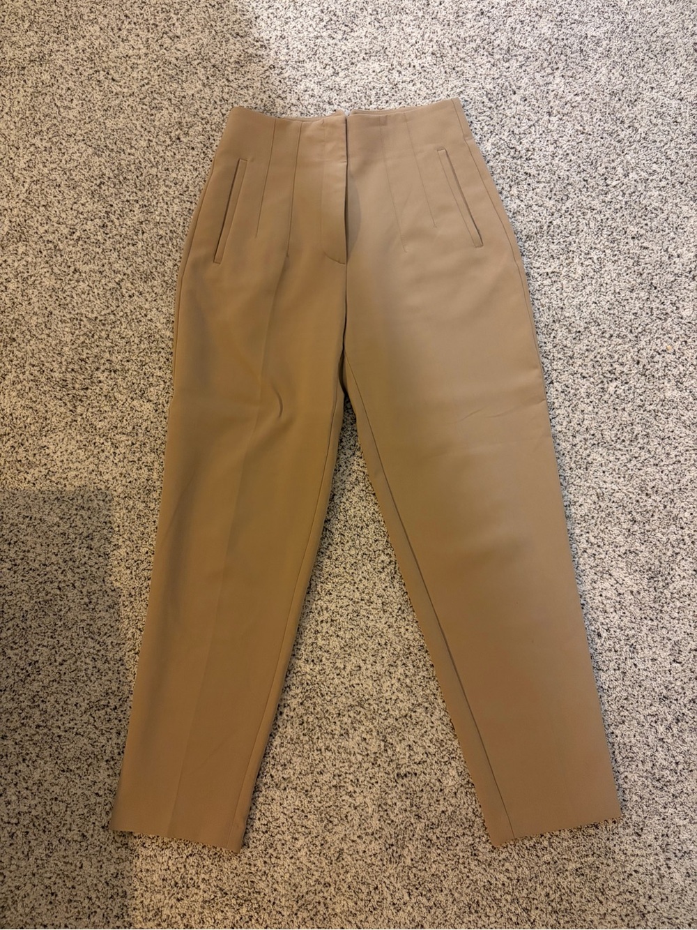 Zara Tan High-Waist Tailored Trousers